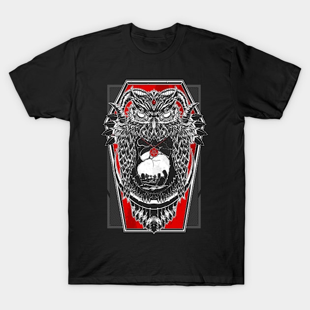 Darkness Owl T-Shirt by SakhaArt